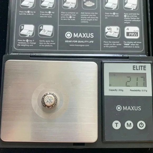 CZ and Marcasite slider pendant sterling silver - Picture 6 of 6